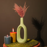 Hollow Glossy Ceramic Vase- Light Green