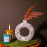 Black Swatched Donut Ceramic Vase
