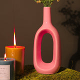 Hollow Glossy Ceramic Vase- Pink