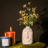 Poker Face Ceramic Vase- White and Blue