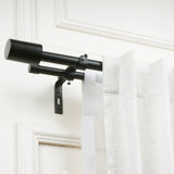 BLACK MATTE FINIAL EXTENDABLE DOUBLE CURTAIN ROD BLACK 19MM (HARDWARE INCLUDED)