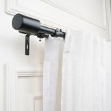 BLACK MATTE FINIAL EXTENDABLE DOUBLE CURTAIN ROD BLACK 19MM (HARDWARE INCLUDED)