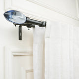 Blue Bud Finial Extendable Double Curtain Rod Black 19MM (Hardware Included)