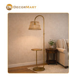 Metal Standing Led Floor Lamp With Macrame Shade (Bulb Included)