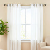Engraved Metal Finial Extendable Curtain Rod Black 19MM (Hardware Included)