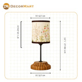 Decorative Wooden Base Table Lamp with Printed Shade – Modern Bedside Light for Home & Office(Bulb Included)