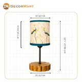 Decorative Wooden Base Table Lamp with Printed Shade – Modern Bedside Light for Home & Office(Bulb Included)