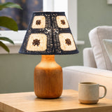 Decorative Wooden Base Table Lamp with Lampshade – Modern Bedside Light for Home & Office(Bulb Included)