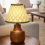 Decorative Wooden Base Table Lamp with Lampshade – Modern Bedside Light for Home & Office(Bulb Included)