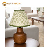 Decorative Wooden Base Table Lamp with Lampshade – Modern Bedside Light for Home & Office(Bulb Included)