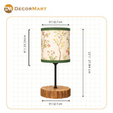 Decorative Wooden Base Table Lamp with Printed Shade – Modern Bedside Light for Home & Office(Bulb Included)