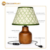 Decorative Wooden Base Table Lamp with Lampshade – Modern Bedside Light for Home & Office(Bulb Included)