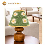 Decorative Wooden Base Table Lamp with Lampshade – Modern Bedside Light for Home & Office(Bulb Included)