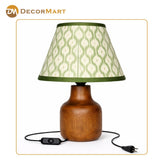 Decorative Wooden Base Table Lamp with Lampshade – Modern Bedside Light for Home & Office(Bulb Included)