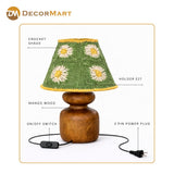 Decorative Wooden Base Table Lamp with Lampshade – Modern Bedside Light for Home & Office(Bulb Included)