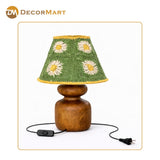 Decorative Wooden Base Table Lamp with Lampshade – Modern Bedside Light for Home & Office(Bulb Included)