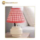 Modern Metal Table Lamp with Red Check Printed Fabric Shade