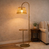 Metal Standing Led Floor Lamp With Macrame Shade (Bulb Included)