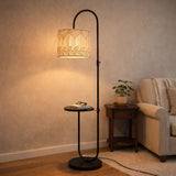 Metal Standing Led Floor Lamp With Macrame Shade (Bulb Included)