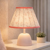 Metal Table Lamp Printed Printed Shade with Piping