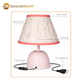 Metal Table Lamp Printed Printed Shade with Piping
