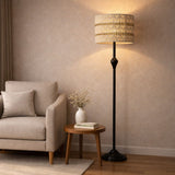 Metal Standing Led Floor Lamp With Macrame Shade (Bulb Included)