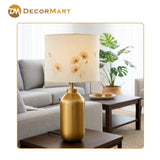 Decorative Metal Table Lamp with Printed Shade for Bedroom, Office & Home (Bulb Included)
