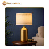 Decorative Metal Table Lamp with Printed Shade for Bedroom, Office & Home (Bulb Included)