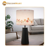 Metal Table Lamp with Floral Printed Fabric Shade