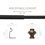 Typho Brass Metal Finial Extendable Curtain Rod Black 19MM (Hardware Included)