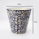 Ceramic Floral Planter- Blue - The Decor Mart