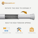 Extendable Metal Curtain Tension Rod – No Drill Spring Loaded Anti-Skid Rod