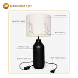 Decorative Metal Table Lamp with Printed Shade for Bedroom, Office & Home (Bulb Included)