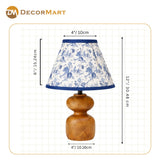 Decorative Wooden Base Table Lamp with Lampshade – Modern Bedside Light for Home & Office(Bulb Included)