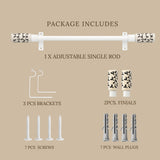 Handpainted Cylinder Ceramic Finial Extendable Curtain Rod White 19MM (Hardware Included)
