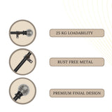 Silver Stud Ball Extendable Curtain Rod Black 19MM (Hardware Included)