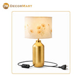 Decorative Metal Table Lamp with Printed Shade for Bedroom, Office & Home (Bulb Included)