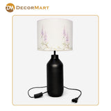 Decorative Metal Table Lamp with Printed Shade for Bedroom, Office & Home (Bulb Included)