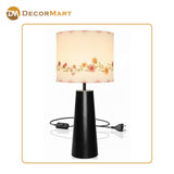 Metal Table Lamp with Floral Printed Fabric Shade