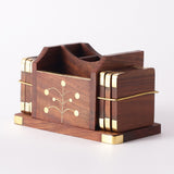 Wooden Cutlery Holder with Coaster Set- Floral