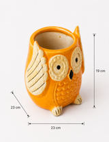 Ceramic Owl Planter- Orange