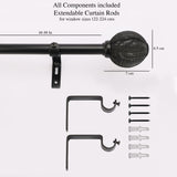 Metal Weave Finial Extendable Curtain Rod Black 19MM (Hardware Included)