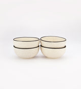Ceramic Minimal Black Rim Bowls- Set Of 4