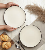 Ceramic Minimal Black Rim Dinner Plate- Set Of 2