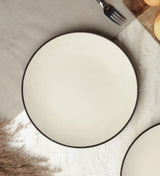 Ceramic Minimal Black Rim Dinner Plate- Set Of 2