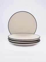 Ceramic Minimal Black Rim Quarter Plate- Set Of 4