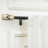 Chess Wood Finial Extendable Curtain Rod Black 19MM (Hardware Included)