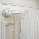 Grey Polka Ceramic Finial Extendable Double Curtain Rod White 19MM (Hardware Included)