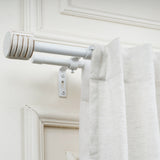 Linear White Distressed Finial Extendable Single Double Curtain Rod White 19MM (Hardware Included)