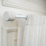 Linear White Distressed Finial Extendable Single Double Curtain Rod White 19MM (Hardware Included)